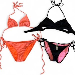 Chic Bikini Sets in Black and Coral